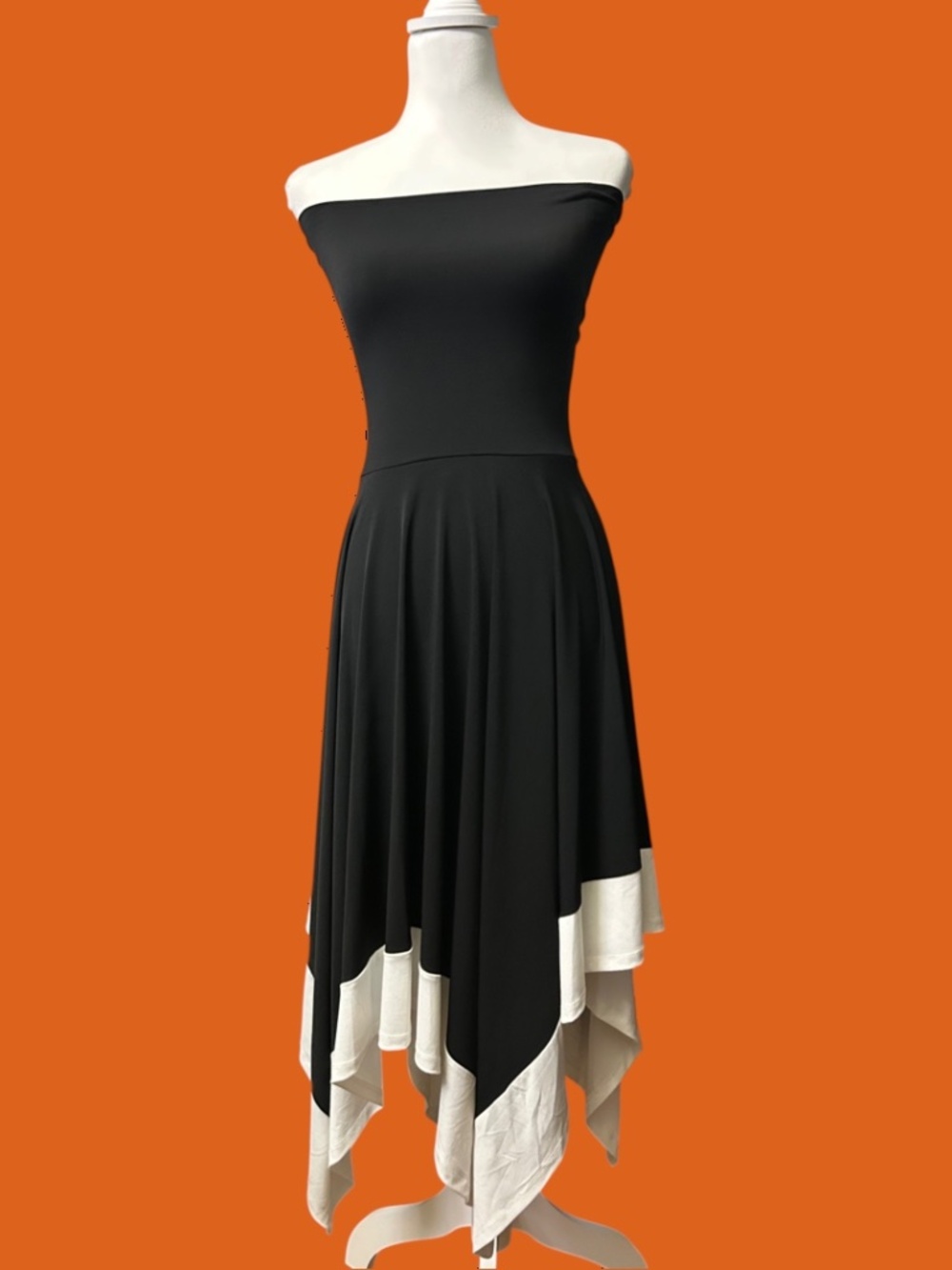 INC International Concepts Bare Shoulder Dress; black and white